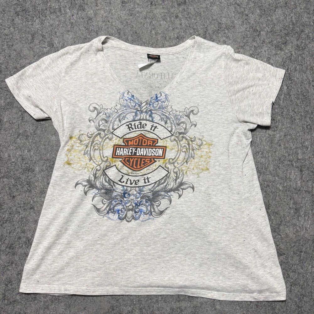 Harley Davidson Shirt Womens 2X Los Angeles California V Neck Graphic Tee 2017